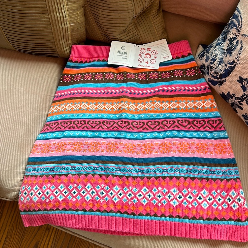 Hanna Andersson pink multicolored knit skirt new with tags size 150